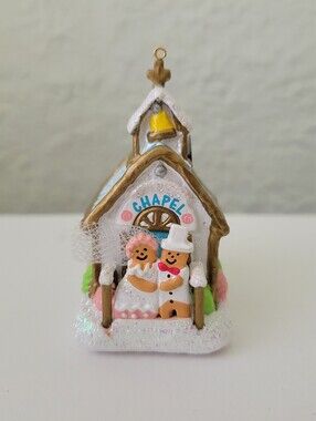 Vtg Christmas Ornament Holiday Wedding Bells Gingerbread Marriage Carlton Cards